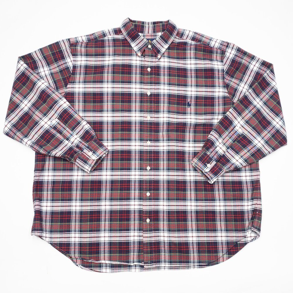 Polo Ralph Lauren Plaid Shirt Men's 2XB Long Sleeve Button-Down Preppy Casual